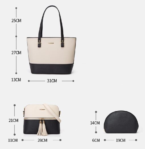 3 In 1 Luxury PU Leather Hand Bags Set - Image 7