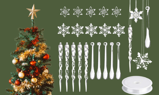 27 or 57 Pieces Acrylic Snowflake Christmas Decorations Set - Image 4