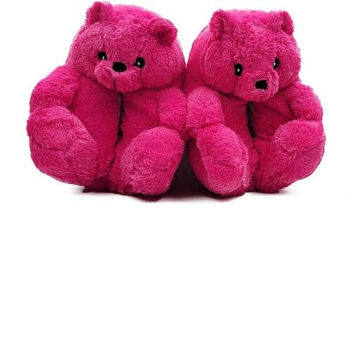 Winter Warm Cozy Plush Teddy Bear Solid Color Slippers - Image 3