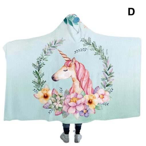 130x150cm or 150x 200cm Unicorn Printed Hooded Blanket - Image 8