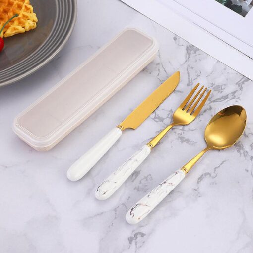 3 or 24 Pieces Ceramic Handle Stainless Steel Cutlery Set - Image 9