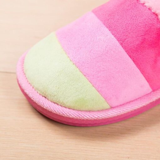 Warm Winter Colourful Stripe Plush Slippers - Image 18