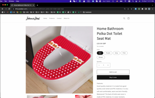 Home Bathroom Polka Dot Toilet Seat Mat - Image 10