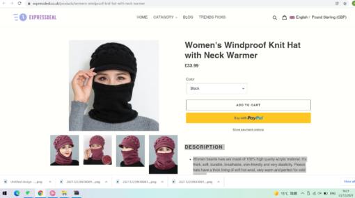 Women's Windproof Knitted Fleece Lined Hat with 2 in 1 Neck Warmer and Mask - - Image 25