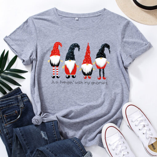 Just Hangin with My Gnomies Funny Christmas shirt-short Sleeve - Image 6