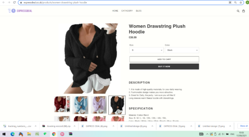 Women Drawstring Plush Hoodie - Image 4