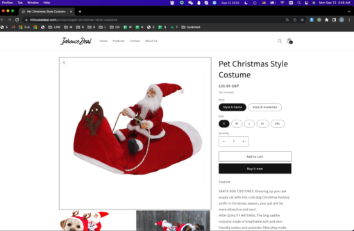 Pet Christmas Style Costume - Image 2