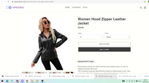 Women Hood Zipper PU Leather Jacket - Image 7