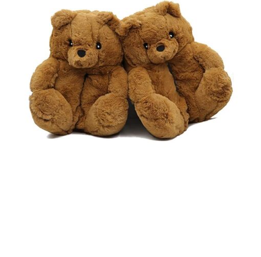 Winter Warm Cozy Plush Teddy Bear Solid Color Slippers - Image 4