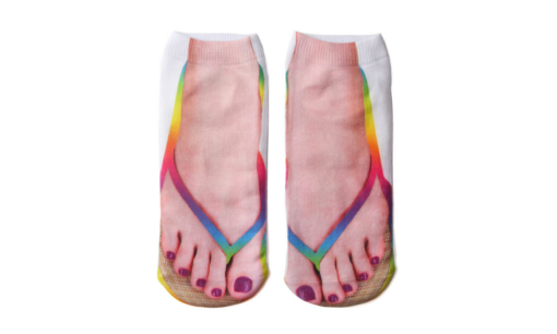 One or Eight Pairs 3D Flip Flop Printed Ankle Socks - Image 8