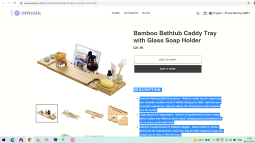 Bamboo Bathtub Shelf Rack Organiser - limited stock - Image 16