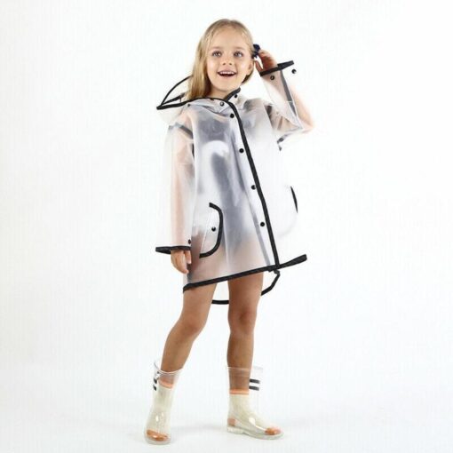 Durable Translucent Kids Rain Jacket Raincoat - - Image 5