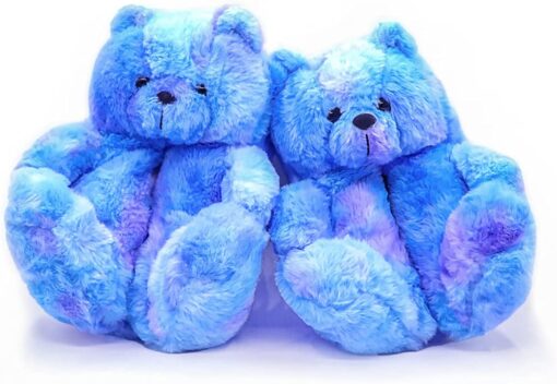 Winter Warm Cozy Plush Teddy Bear Colorful Slippers - Image 12