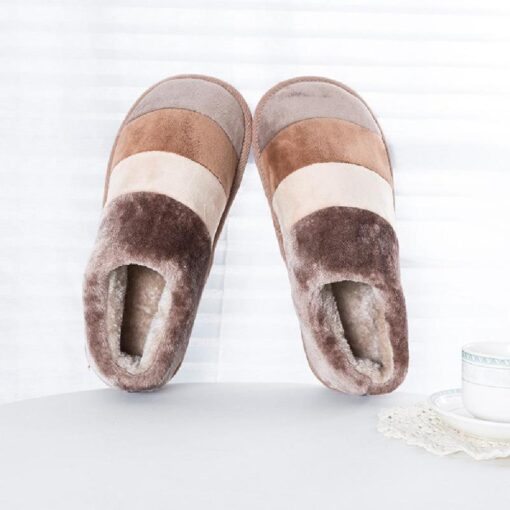 Warm Winter Colourful Stripe Plush Slippers - Image 20