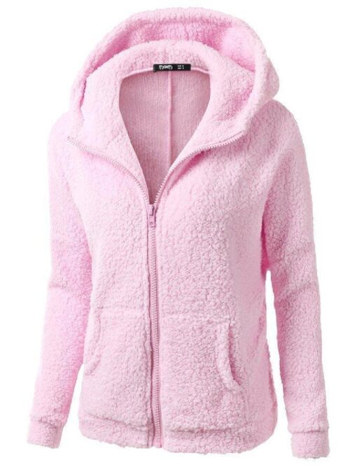 Women's Plush Hoodie Sweater Jacket - Image 12