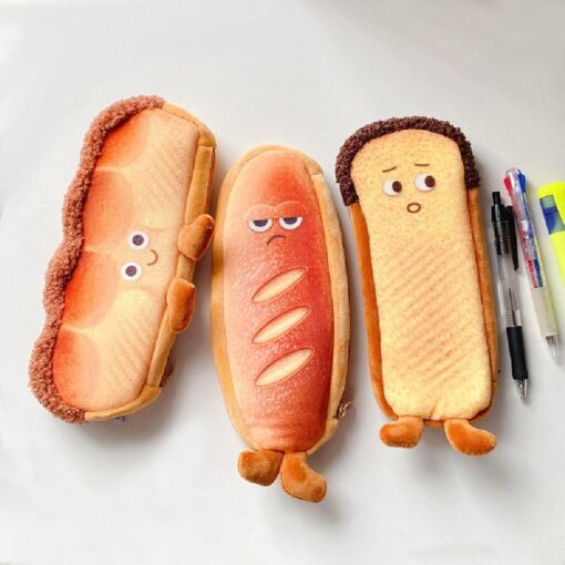 One or Three Funny Bread Pencil Case Creative Plush Pencil Bag - Image 14