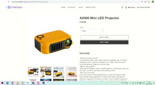 A2000 Mini LED Portable Projector - Image 2