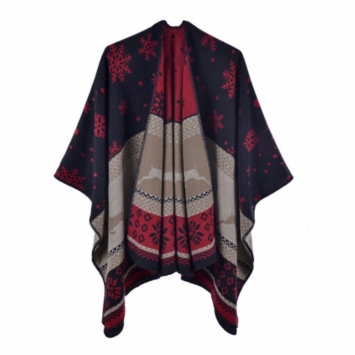 Women Warm Scarf Double-sided Thickened Christmas Shawl - Image 3