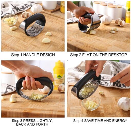 One or Three Piece Manual Stainless Steel Garlic Presses Set - Image 9