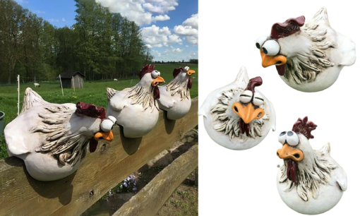 Funny Chicken Fence Decor Statues - Image 17