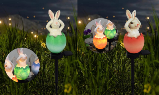 One or Two Solar Rabbit Shaped Sculpture Garden LED Light - Image 24