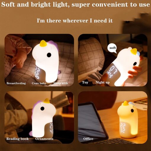 USB Charging Unicorn Alarm Clock Nightlight - Image 3