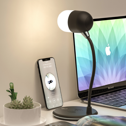 3 in 1 Desk Lamp USB Wireless Charger Bluetooth Speaker -