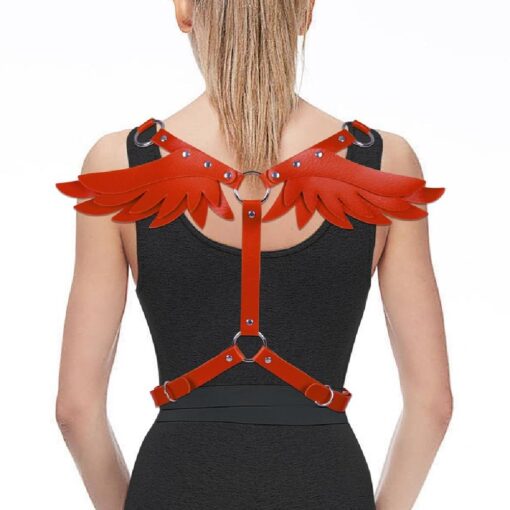 PU Leather Adjustable Chest Angel Wings