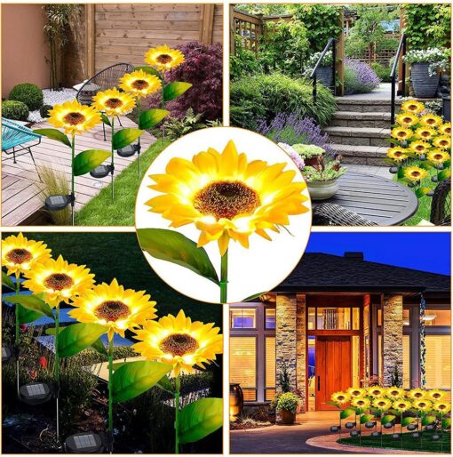 Two or Four Upgraded 3 in 1 Solar Sunflower LED Lights - Image 2