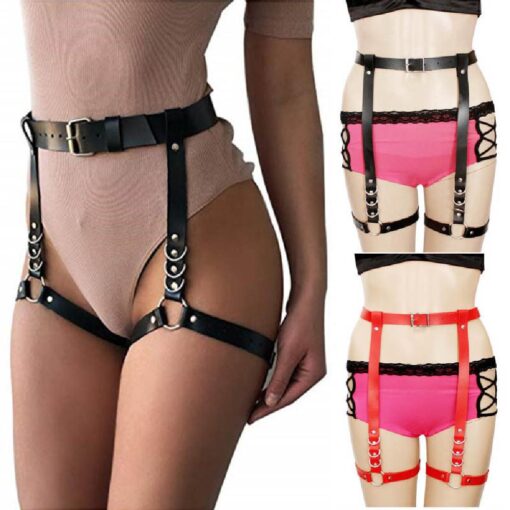 PU Leather Thigh Harness Belt Garter Leg Chain - Image 3