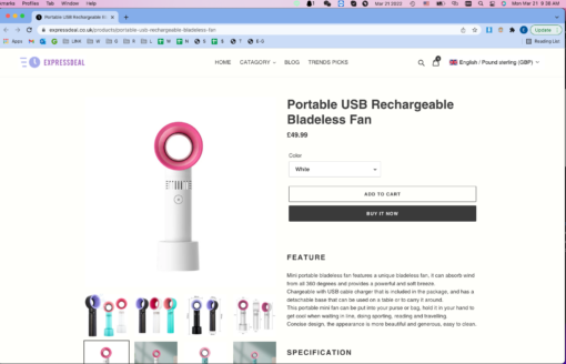 Portable USB Rechargeable Bladeless Fan - Image 8