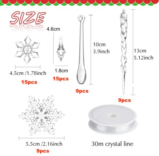 27 or 57 Pieces Acrylic Snowflake Christmas Decorations Set - Image 7