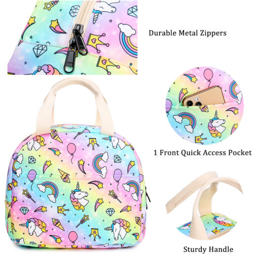 Unicorn 3 in 1 Backpack Set - Unicorn Backpack with Lunch Bag and Pencil Case - Image 3