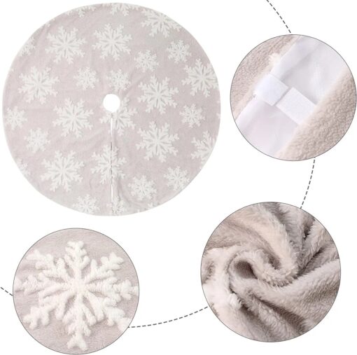 90 or 122CM Snowflake Faux Fur Christmas Tree Skirts - Image 10