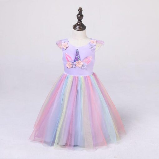 Kids Sleeveless Rainbow Unicorn Princess Dress - Image 24