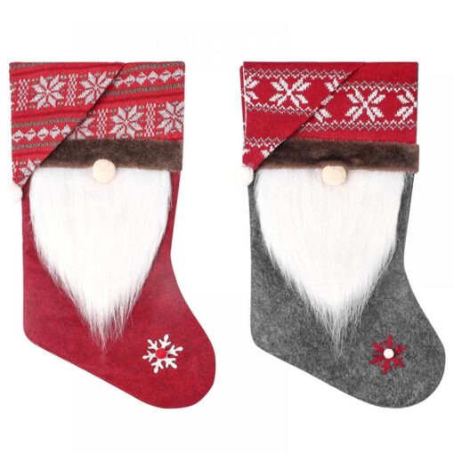 One or Two 18" Large Gnomes Christmas Socks Stocking Gift Bag - Image 2