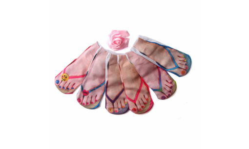 One or Eight Pairs 3D Flip Flop Printed Ankle Socks - Image 5