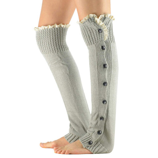 One or Two Pairs Lace straight knit socks with buttons - Image 11