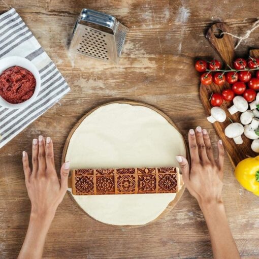 Wooden Engraved  Embossing  Dough Rolling Pin - Image 13