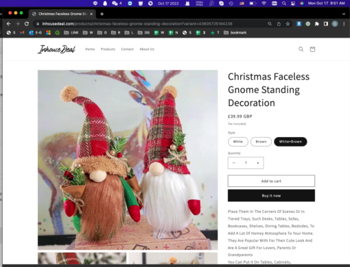 Christmas Faceless Gnome Standing Decoration - Image 9