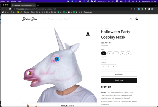 Halloween Party Cosplay Horse Mask - Image 3