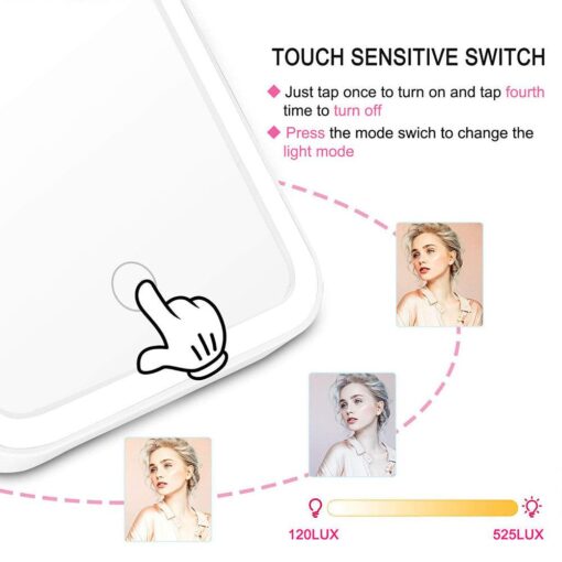 Portable USB Touch Screen Lighted up Makeup Mirror - Image 8