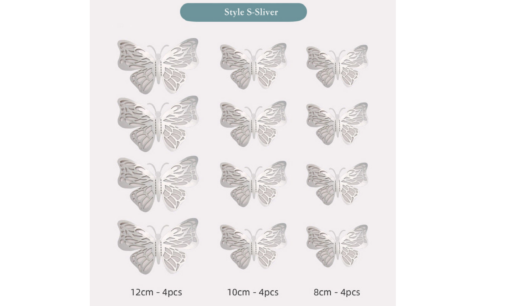 12 or 36 Pcs Metallic Art Butterfly Wall Sticker - Image 13