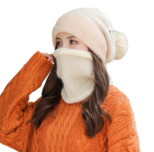 Warm Oversized Beanie with Optional Face Mask Cover - Image 4