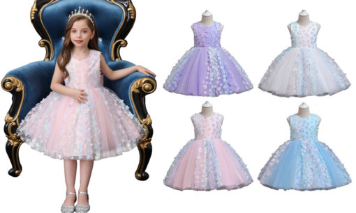 Kids Sleeveless Flower Princess Dress - Image 17