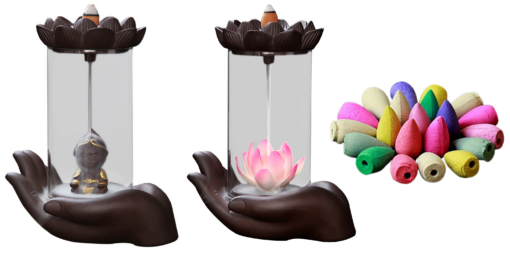 Monkey or Lotus Waterfall Incense Holder with optional cones