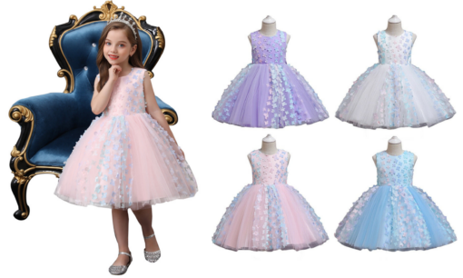 Kids Sleeveless Flower Princess Dress