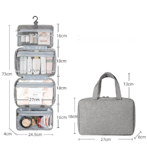 Travel Makeup Bag With Hanging Hooks-4 colors - Image 7