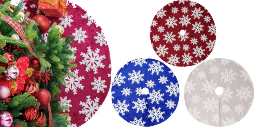 90 or 122CM Snowflake Faux Fur Christmas Tree Skirts