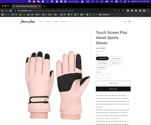 Touch Screen Plus Velvet Sports Glove - Image 9